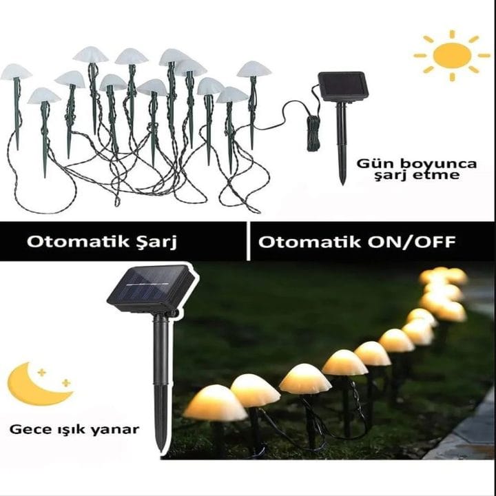 Kochler 12 Led 7 Metre Rengarenk Mantar - Led Işık Bahçe Aydınlatması - Görsel 4