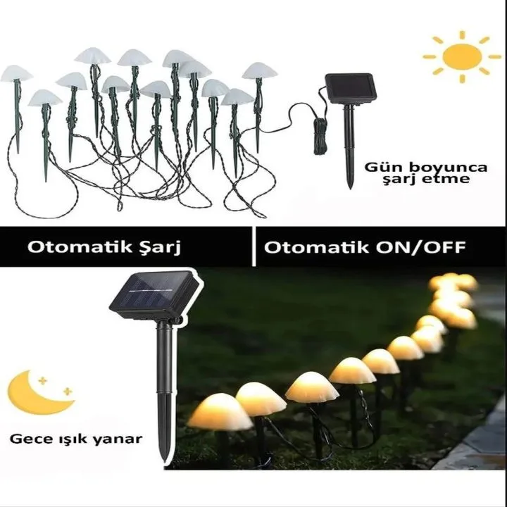 Kochler 12 Led 7 Metre Rengarenk Mantar - Led Işık Bahçe Aydınlatması - Görsel 4