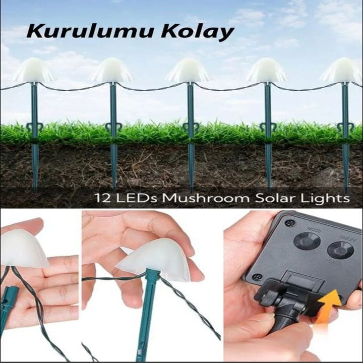 Kochler 12 Led 7 Metre Rengarenk Mantar - Led Işık Bahçe Aydınlatması - Görsel 6