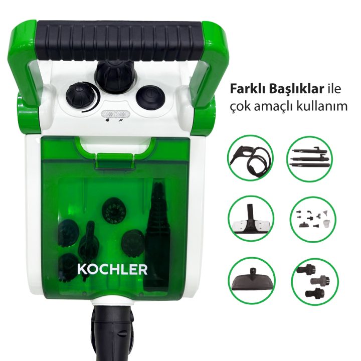 Buharlı Temizlik Makinesi 1400W | Koltuk, Cam, Fayans Temizleyici -1.5 L Tank, 3,5 Bar, 13 Başlık - Görsel 2
