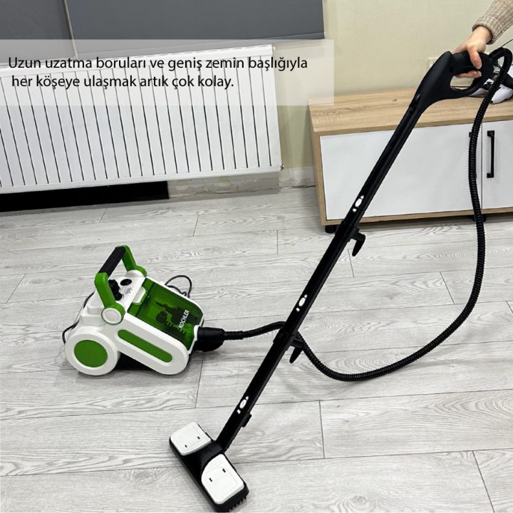 Buharlı Temizlik Makinesi 1400W | Koltuk, Cam, Fayans Temizleyici -1.5 L Tank, 3,5 Bar, 13 Başlık - Görsel 6