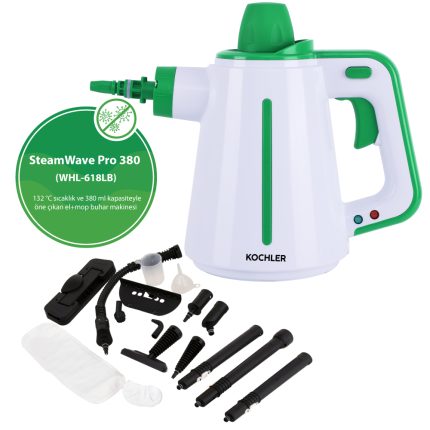 SteamWave Pro 380 WHL-618LB 2-in-1 Buharlı Temizlik Makinesi – El Tipi ve Mop Özellikli, 132 Derece 380 Ml