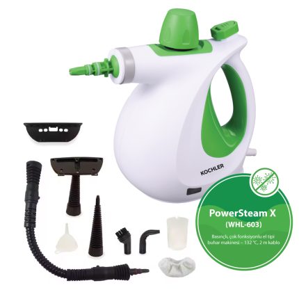 PowerSteam X WHL-603 Çok Fonksiyonlu El Tipi Basınçlı Buharlı Temizlik Makinesi-132°C, 2m Kablo