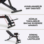 Çok Fonksiyonlu Egzersiz Sehpası Direnç Lastikli Katlanabilir Bench Sehpası - Görsel 2