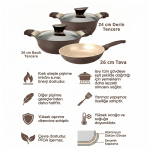 Seramik Kaplama Yanmaz Yapışmaz 3’lü Döküm Tencere Seti - Görsel 2