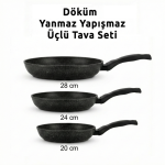 Döküm Yanmaz Yapışmaz 3’lü Tava Seti (20-24-28 cm) - Görsel 4