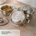7 Parça Paslanmaz Çelik Tencere Seti İndüksiyon Uyumlu 22-20-16-14 cm - Görsel 3