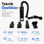 Araç Süpürgesi – 12V Çakmak Girişli, Islak ve Kuru Kullanımlı Kablolu Oto Süpürge - Görsel 5