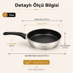 20 cm Seramik Kaplamalı Paslanmaz Çelik Bakalit Kulplu İndüksiyon Uyumlu Tava - Görsel 4