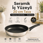 20 cm Seramik Kaplamalı Paslanmaz Çelik Bakalit Kulplu İndüksiyon Uyumlu Tava