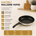 26 cm Seramik Kaplamalı Paslanmaz Çelik Bakalit Kulplu İndüksiyon Uyumlu Tava - Görsel 6