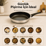 26 cm Seramik Kaplamalı Paslanmaz Çelik Bakalit Kulplu İndüksiyon Uyumlu Tava - Görsel 5