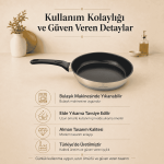 26 cm Seramik Kaplamalı Paslanmaz Çelik Bakalit Kulplu İndüksiyon Uyumlu Tava - Görsel 8