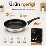 24 cm Seramik Kaplamalı Paslanmaz Çelik Bakalit Kulplu İndüksiyon Uyumlu Tava - Görsel 2