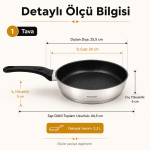 24 cm Seramik Kaplamalı Paslanmaz Çelik Bakalit Kulplu İndüksiyon Uyumlu Tava - Görsel 4