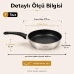 26 cm Seramik Kaplamalı Paslanmaz Çelik Bakalit Kulplu İndüksiyon Uyumlu Tava - Görsel 4