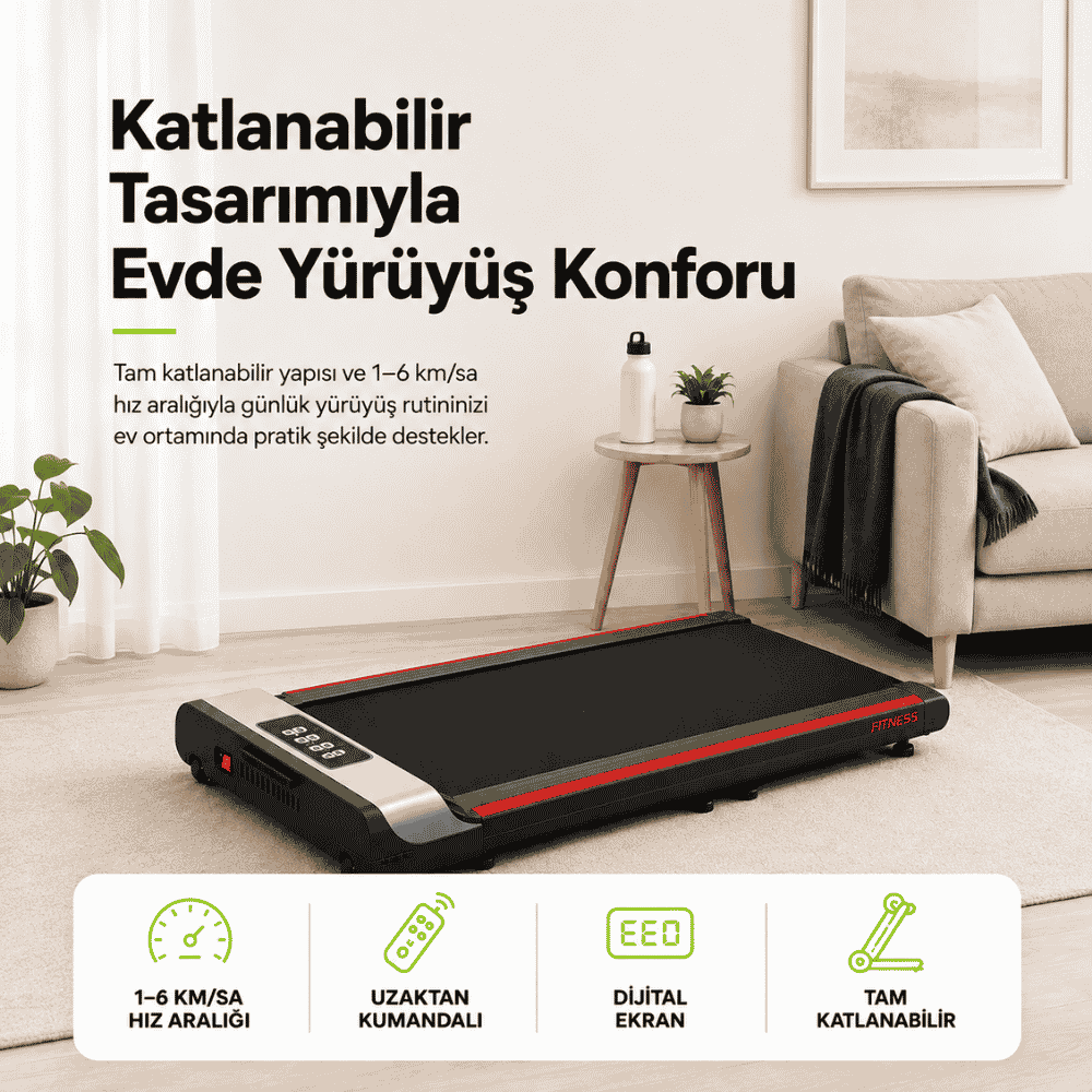 adsiz-tasarim-3-17859306814748.png Tam Katlanabilir Yürüyüş Bandı – Uzaktan Kumandalı, Dijital Ekranlı Ev Tipi Koşu Bandı - Görsel 1