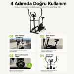 Flex 2'si 1 Arada Eliptik Kondisyon Bisikleti – Nabız Ölçerli, 8 Kademeli Dirençli Egzersiz Aleti - Görsel 9