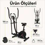 Flex 2'si 1 Arada Eliptik Kondisyon Bisikleti – Nabız Ölçerli, 8 Kademeli Dirençli Egzersiz Aleti - Görsel 6