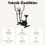 Flex 2'si 1 Arada Eliptik Kondisyon Bisikleti – Nabız Ölçerli, 8 Kademeli Dirençli Egzersiz Aleti - Görsel 5