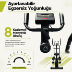 Flex 2'si 1 Arada Eliptik Kondisyon Bisikleti – Nabız Ölçerli, 8 Kademeli Dirençli Egzersiz Aleti - Görsel 7
