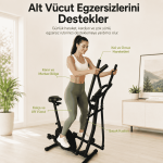 Flex 2'si 1 Arada Eliptik Kondisyon Bisikleti – Nabız Ölçerli, 8 Kademeli Dirençli Egzersiz Aleti - Görsel 3