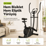 Flex 2'si 1 Arada Eliptik Kondisyon Bisikleti – Nabız Ölçerli, 8 Kademeli Dirençli Egzersiz Aleti
