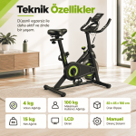 Kochler Spin Kondisyon Bisikleti – 4 kg Volanlı, Ayarlanabilir Dirençli Egzersiz Bisikleti Yeşil - Görsel 8