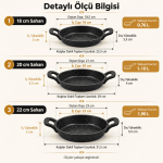 3’lü Granit Kaplama Döküm Sahan Seti – 18, 20 ve 22 cm Çift Kulplu Sahan Takımı - Görsel 3