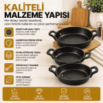 3’lü Granit Kaplama Döküm Sahan Seti – 18, 20 ve 22 cm Çift Kulplu Sahan Takımı - Görsel 5
