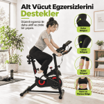 Spin Kondisyon Bisikleti – 4 kg Volanlı, Ayarlanabilir Dirençli Egzersiz Bisikleti Kırmızı - Görsel 3