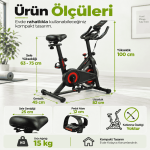 Spin Kondisyon Bisikleti – 4 kg Volanlı, Ayarlanabilir Dirençli Egzersiz Bisikleti Kırmızı - Görsel 4