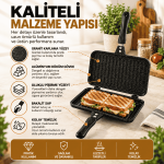 Çift Taraflı Tost Tavası – Granit Kaplama, Alüminyum Döküm Pişirme Tavası - Görsel 5