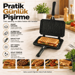 Çift Taraflı Tost Tavası – Granit Kaplama, Alüminyum Döküm Pişirme Tavası - Görsel 2