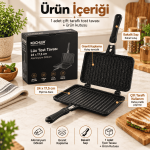 Çift Taraflı Tost Tavası – Granit Kaplama, Alüminyum Döküm Pişirme Tavası - Görsel 3