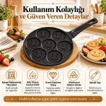 Gülen Yüz 7 Bölmeli 27 cm Granit Kaplama Alüminyum Döküm Pankek Tavası - Görsel 6