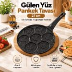 Gülen Yüz 7 Bölmeli 27 cm Granit Kaplama Alüminyum Döküm Pankek Tavası
