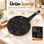 Gülen Yüz 7 Bölmeli 27 cm Granit Kaplama Alüminyum Döküm Pankek Tavası - Görsel 4