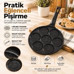 Gülen Yüz 7 Bölmeli 27 cm Granit Kaplama Alüminyum Döküm Pankek Tavası - Görsel 3