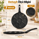 Gülen Yüz 7 Bölmeli 27 cm Granit Kaplama Alüminyum Döküm Pankek Tavası - Görsel 2