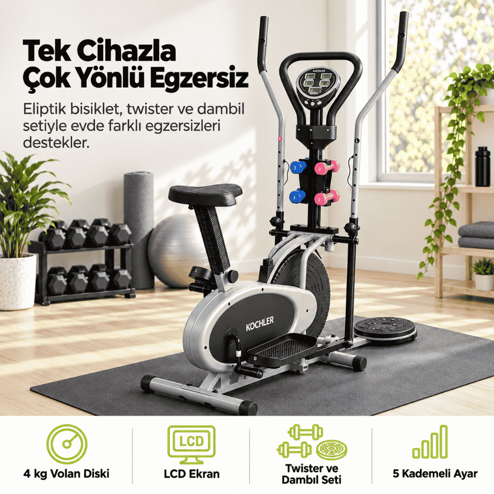 piskilet-1.png Eliptik Bisiklet – Twister ve Dambıl Setli, Seleli Çok Fonksiyonlu Egzersiz Bisikleti - Görsel 1