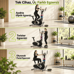 Eliptik Bisiklet – Twister ve Dambıl Setli, Seleli Çok Fonksiyonlu Egzersiz Bisikleti - Görsel 4