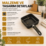 12 cm Kare Mini Sos Tavası – Alüminyum Döküm, Saplı Küçük Tava - Görsel 6