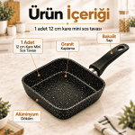 12 cm Kare Mini Sos Tavası – Alüminyum Döküm, Saplı Küçük Tava - Görsel 3