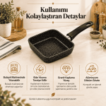 12 cm Kare Mini Sos Tavası – Alüminyum Döküm, Saplı Küçük Tava - Görsel 5