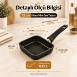 12 cm Kare Mini Sos Tavası – Alüminyum Döküm, Saplı Küçük Tava - Görsel 4