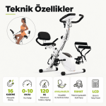 X Bike Tekerlekli 3’ü 1 Arada 16 Kademeli Katlanabilir Kondisyon Bisikleti - Görsel 6